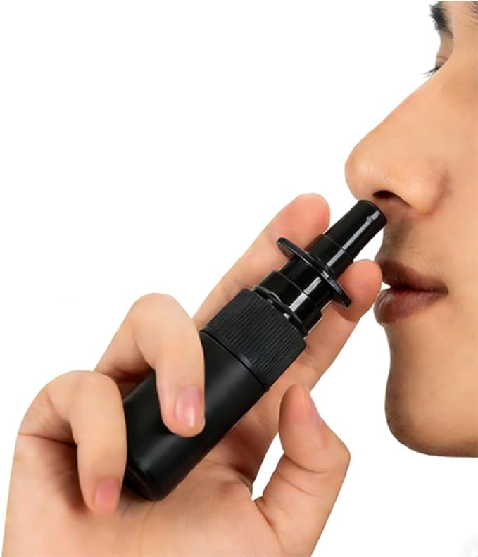 5ml 20Pcs Black Nasal Spray Bottles Fine Mist Sprayers Empty Refillable Travel Container For Perfumes Essential Oils Saline Water Nasal Spray Applications
