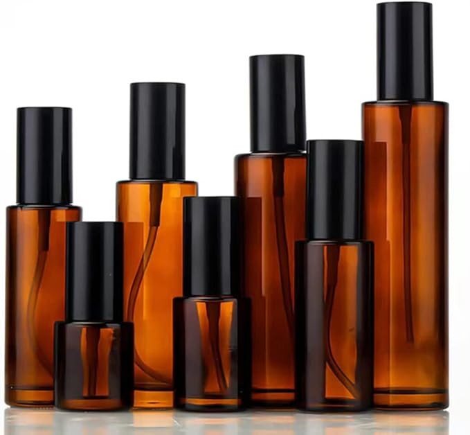 2PCS 100ml/3.4oz Amber Glass Spray Bottles Empty Refillable Fine Mist Spray Bottles Cosmetic Bottles Containers for Essential Oil Aromatherapy Makeup Travel