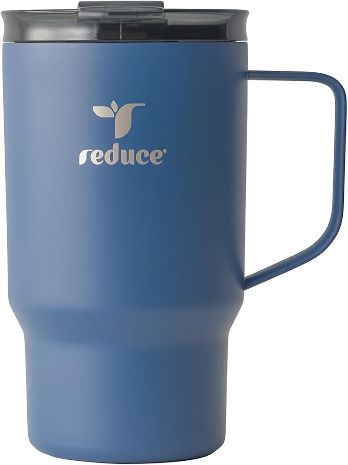 Reduce Hot1 18 oz Hot1 Stainless Steel Insulated Mug with Temperature Adjusting Lid - Dual-Wall Vacuum, Cupholder Friendly - Keeps Drinks Hot for 6 Hours - Ideal for Coffee, Tea & Other - Mineral Blue