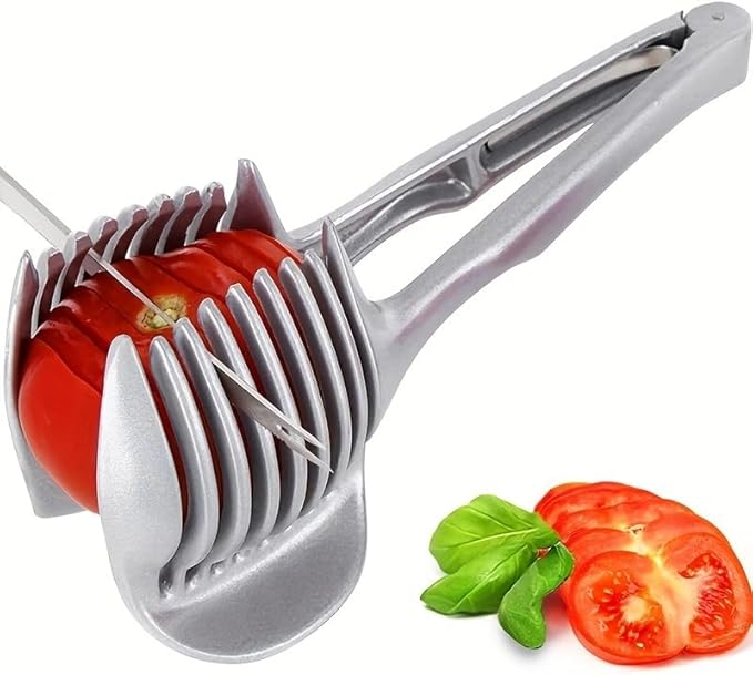 Choxila Lemons Holder for Slicing –Aluminum alloy Tomato Slicer Tool for Home Use, Multi-Purpose Vegetable Holder for Onion，Potatoes, Tomatoes & Slicing
