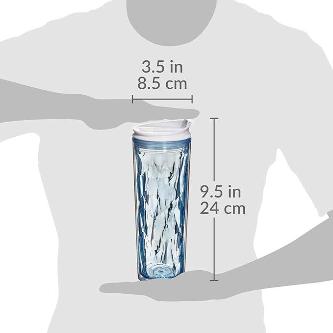 Cupture Crystal Click & Seal Shake Tumbler Cup for Hot or Cold Drinks, 1 Count (Pack of 1), Blue Sapphire,22 ounce
