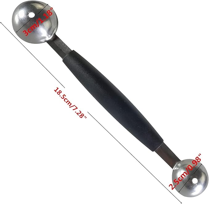 Double-Sided Fruit Melon Baller Spoon, 2 in 1 Stainless Steel Scoop Cutter 18cm