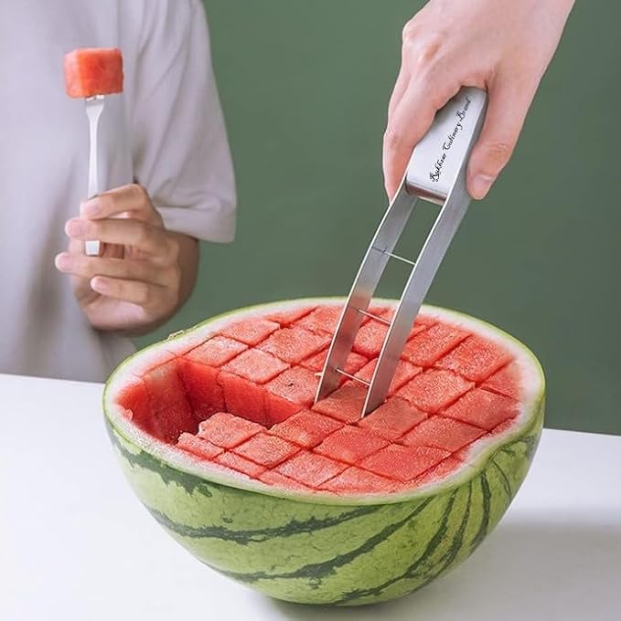 Water melon slicer, cubes maker, water melon cutter, slicer, kitchen gadget, water malon baller, Medium, Silver, Rukh140