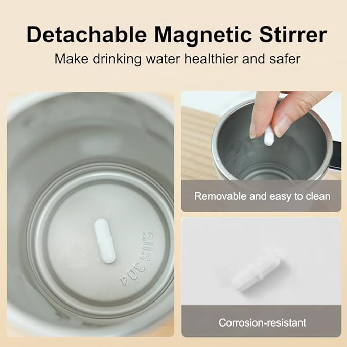 Self-stirring Coffee Mug Magnetic Stirring Cup Drink Stirrer Rechargeable Automatic Mixing Cup w/LCD Thermometer for Coffee Tea Hot Chocolate (White, 13 oz)