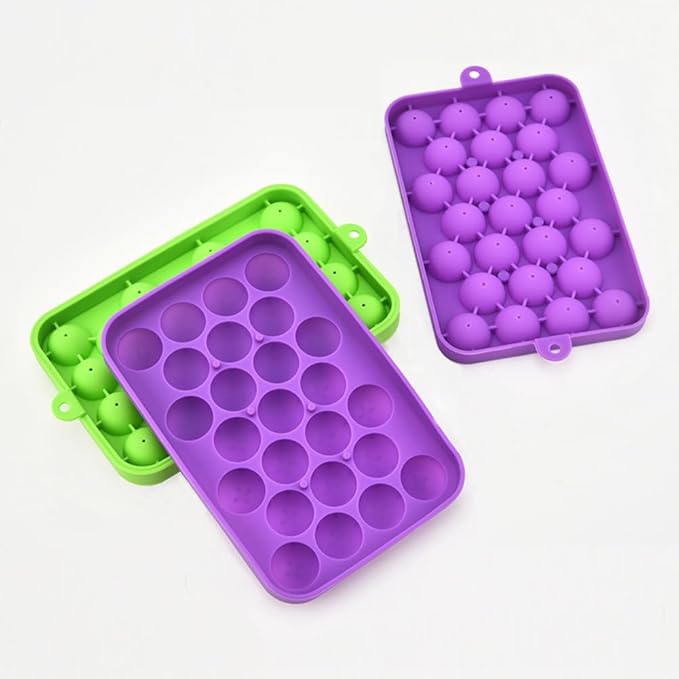 Ice Ball tray, Round Ice Trays, Pack of 2 Small Round Ice Trays, Silicone Tiny Ice Ball Trays, Easy-Release 25pcs Small Ice Ball, for Freezer, Cocktail, Whiskey, Juice, BPA Free