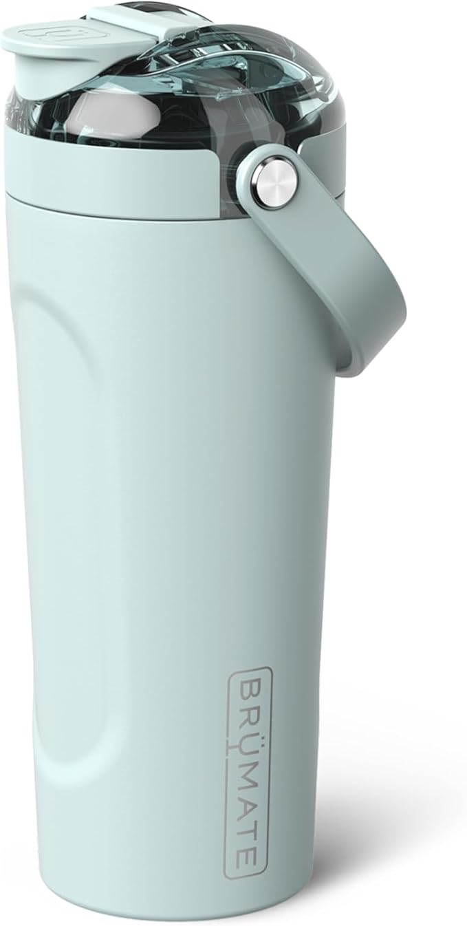 BrüMate MultiShaker Blender Shaker Bottle | 100% Leakproof Insulated Stainless Steel | Pre Workout and Protein Shaker Bottle for the Gym | 25oz (Blue Agave)