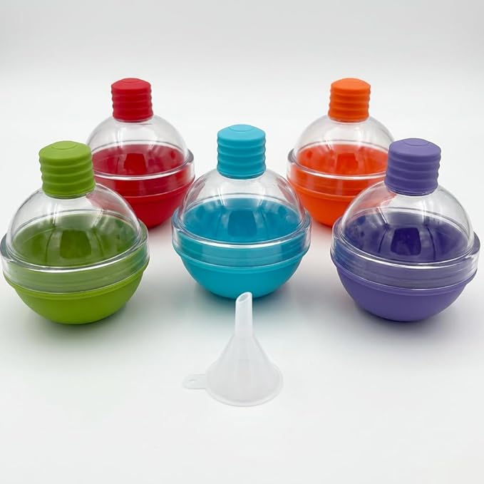 Whiskey Ice Ball Mold 5 Pack, 2.6 Inch Large Sphere Ice Maker Set, Assorted Colors with Lids, Food Grade Silicone Easy Release Ice Cube Molds for Home Bar, Cocktail, Bourbon, Scotch, Gift for Parties