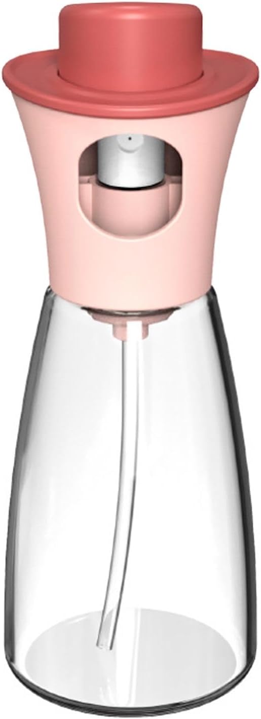 Oil Sprayer for Cooking, 180ml Glass Oil Dispenser Bottle Spray Lemon Juice Sprayer forSalad, Baking, Cleaning, Plants(pink)