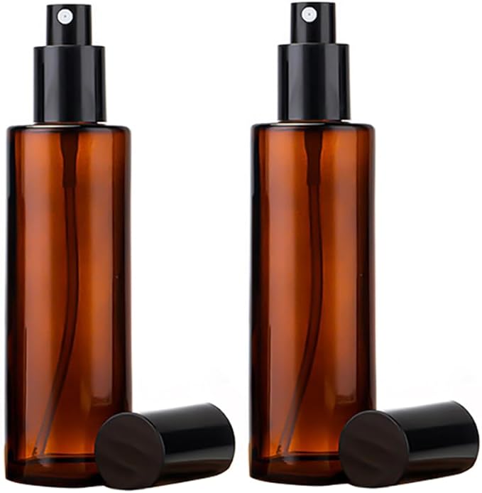 2PCS 4oz /120ml Upscale Amber Glass Spray Bottles Refillable Fine Mist Spray Bottles Cosmetic Containers for Make Up Water Essential Oil Aromatherapy Makeup Travel