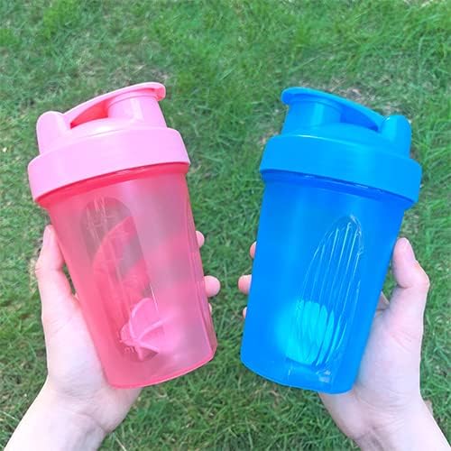 Shaker Bottle Protein Shakes and 16-Ounce/400ML Shaker-Bottle with Whisk Balls,Non-BPA plastic(Blue+Pink(2PCS))
