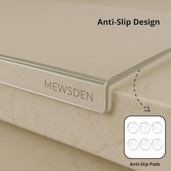 Set of 3 Acrylic Cutting Board with Counter Lip, Clear Cutting Board Set for Countertop Protector, Non-Slip Dough Mat, Minimalist Kitchen Decor, House Warming Gifts New Home(16.5"x12"/15"x10"/12"x8")