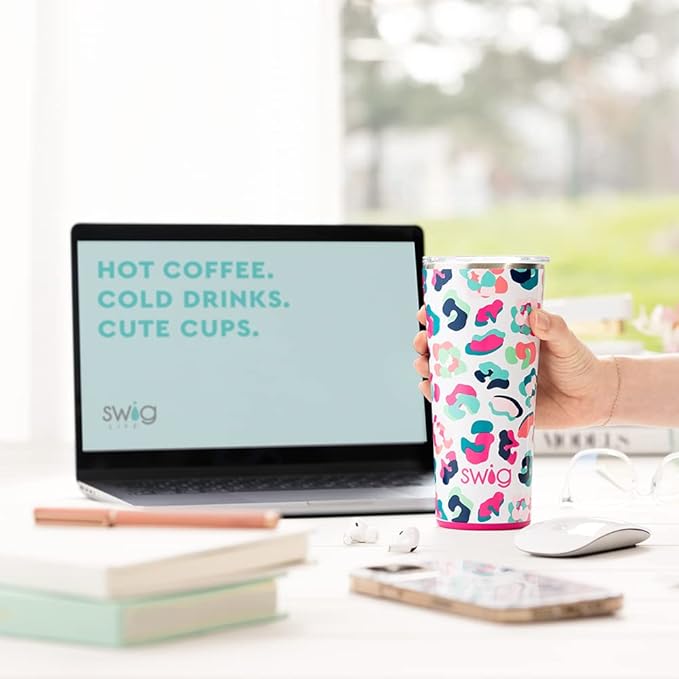 Swig Life 22oz Tumbler, Insulated Coffee Tumbler with Lid, Cup Holder Friendly, Dishwasher Safe, Stainless Steel, Large Travel Mugs Insulated for Hot and Cold Drinks (All American)