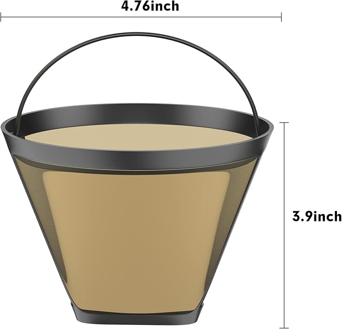 Reusable Cone Shape Coffee Filter 6-12 Cup Compatible with Cuisinart Coffee Filter,Compatible with Ninja Coffee Bar Brewer-(2 sliver pack)