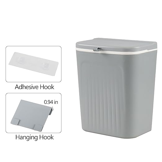 Hanging Compost Bin, Wall-Mounted Food Scraps Collector with Lid, Under Cabinet Small Trash Can for Coffee Station, RV & Studio Apartment (3.2 Gal Solo Size)