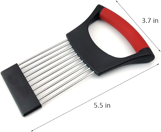 Onion Holder for Slicing, Lemon Slicer Cutter, Food Vegetable Chopper Assistant Tool for Meat, Potato and Tomato (Red, 1PCS)