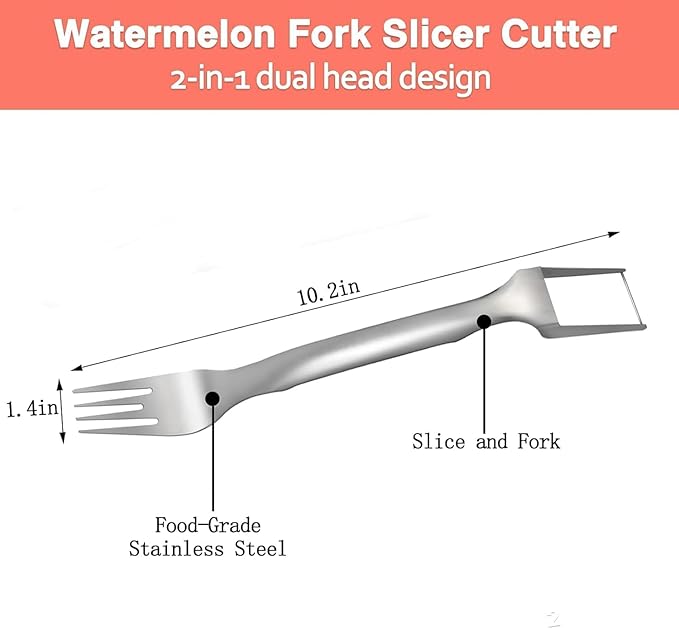 Watermelon Cutter，2-in-1 Stainless Steel Fruit Cutter, 2025 New Upgrade Dual Head Watermelon Fork Slicer Tool, Summer Fruit Cutting Home Kitchen Gadgets (1 pack)