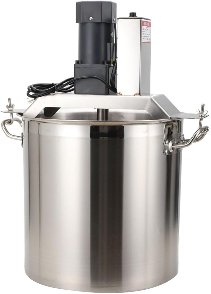 40L Automatic Food Mixer 110V 180W Stainless Steel Food Mixer Hot Pot Seasoning Bottom Soup Sauce Stirrer Frying Machine, One-button start, Adjustable stirring speed, Adjustable mixing scraper