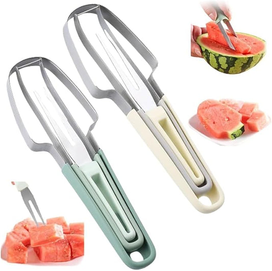 2025 Watermelon Cutter, 3-in-1 Watermelon Fork Slicer Cutter Stainless Steel Watermelons Cutters, 3 In 1 Summer Watermelons Cutting Tool Fork Slicer Knife Set for Home