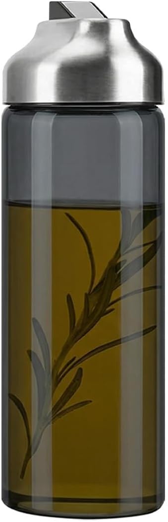 Aelga Olive Oil Dispenser Bottle for Kitchen, 14oz Dark Glass Vinegar Dispenser, Auto Flip Lid, UV-Protected Oil Cruet with Drip-Free Pour Spout