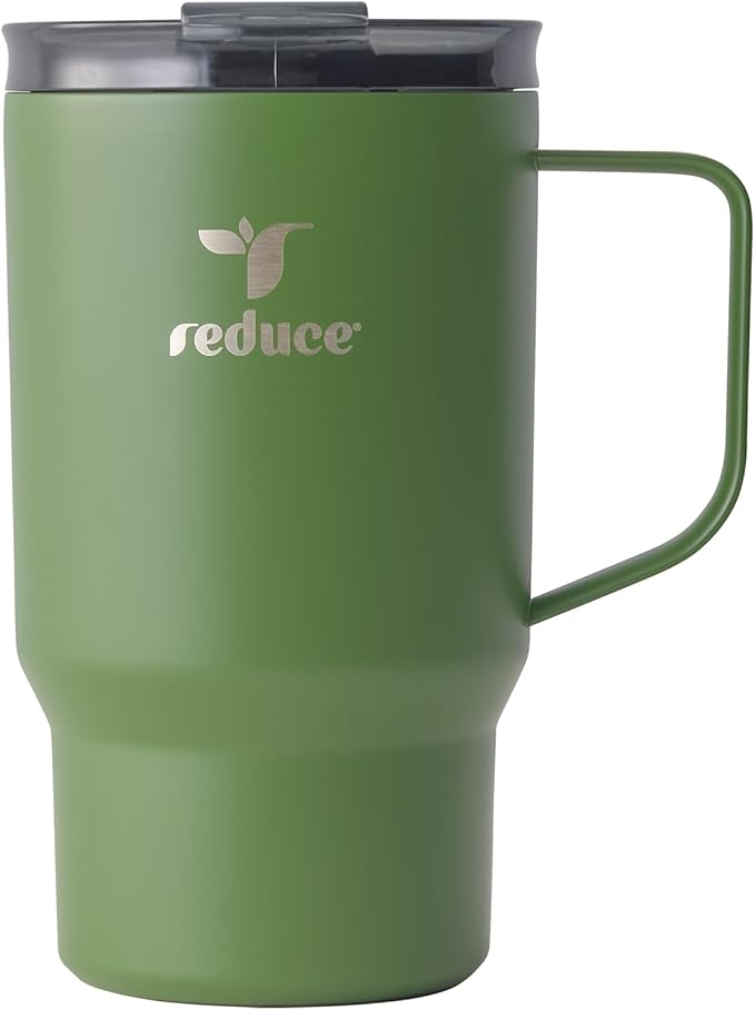 REDUCE 18 oz Hot1 Stainless Steel Insulated Mug with Temperature Adjusting Lid - Dual-Wall Vacuum, Cupholder Friendly - Keeps Drinks Hot for 6 Hours - Ideal for Coffee, Tea & Other - Sage