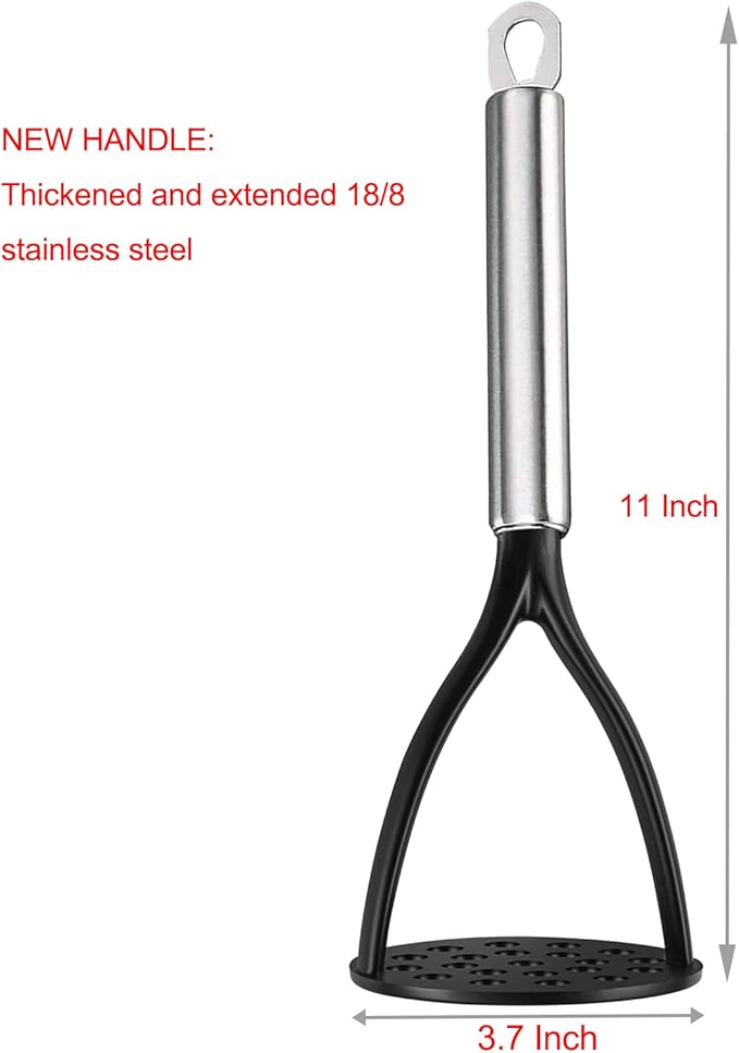 TENTA KITCHEN Good Grips Nylon Potato Solid Masher Ricer Press Blender Crusher for Non-Stick Cookware With Heat Resistant Stay Cool Stainless Steel Handle