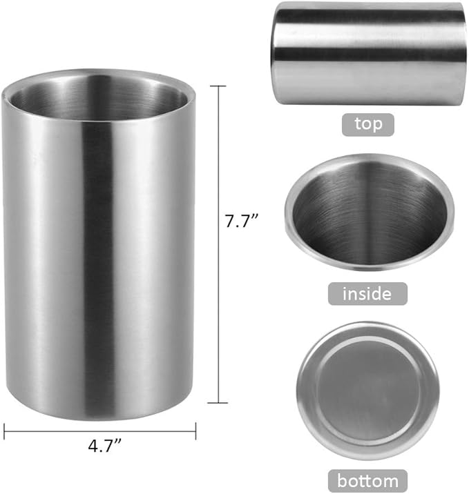 Jolitac 4 Pack Wine Chiller Bucket, Stainless Steel Double Wall Wine Cooler Bucket, Keeps Cold for Hours Wine Bottle Cooler Chiller Insulated Champagne Beer Ice Bucket (4 PCS)