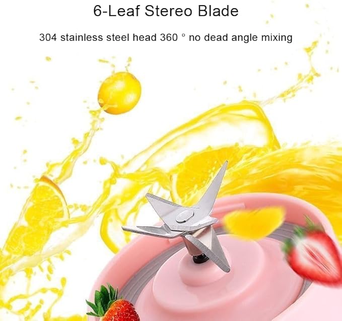 Portable Blender USB Rechargeable - Portable Blender for Shakes & Smoothies - 6 Blades-WENPIC- Fruit & Vegetable Juicer - For Travel Sports Kitchen Pink