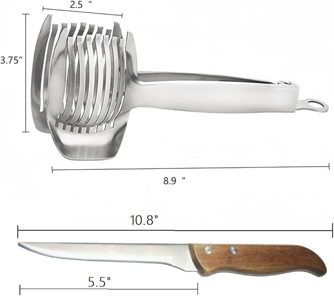 i Kito Tomato Lemon Slicer with Tomato Knife Set,Handheld Even Slicing Guide Cutter Tools,for Round Fruit and Veggies, Multi Kitchen Cutting Gadgets
