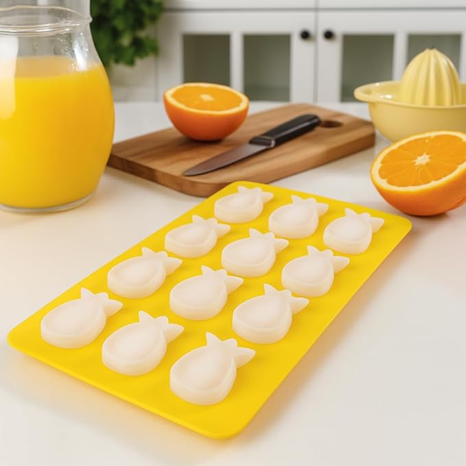 HIC Kitchen Silicone Pineapples Ice Cube Trays, Non-Stick, Set of 2, Each Tray Makes 12 Pineapples