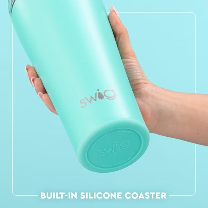 Swig Life 32oz Insulated Tumbler, Travel Coffee Tumbler with Lid, Cup Holder Friendly Travel Coffee Mug, Stainless Steel with Lid (On Pointe)
