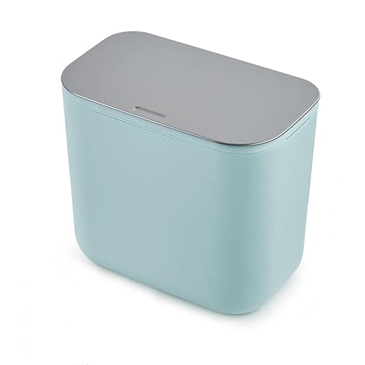 1.8 Gallon/7L Hanging Trash Can with Stainless Steel Lid, Mountable Compost Bin for Kitchen Cabinet Door, Under Sink Food Waste Container for RV, Bathroom, Office