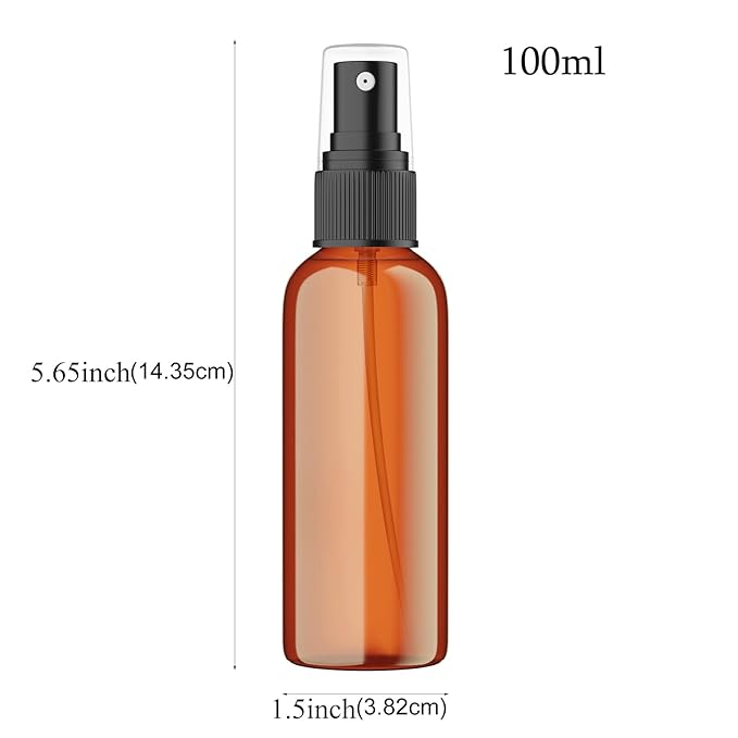 SEVENHEAD 100ml Plastic Essential Oil Spray Bottle 3.4OZ Three Color - Clear, White, Amber, Small Spray Bottle with Plastic Sprayer - Set of 3