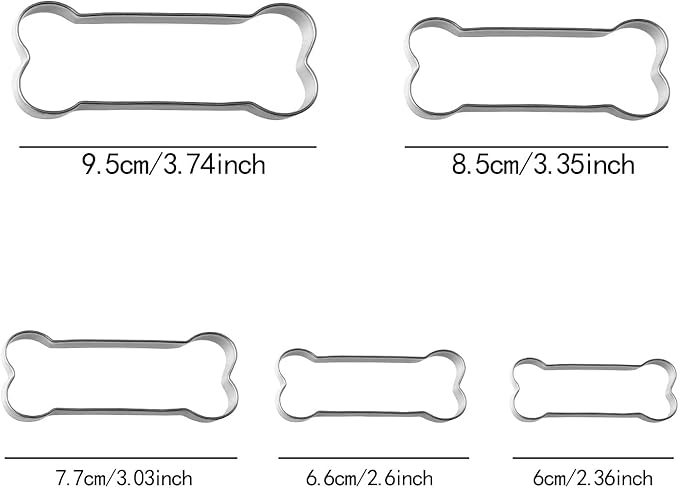Dog Bone Cookie Cutters Biscuit for Kids DIY Lunchbox Bento Box Fruit Vegetable Sandwich Cutters for Children Boys Girls, Pack of 5