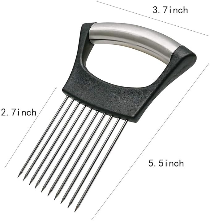 1PCS Stainless Steel Onion Slice Holder, Ultifunctional Fruit Egg Slicer Onion Pin Slicer Loose Meat Pin, Kitchen Chopper Slicing Tool