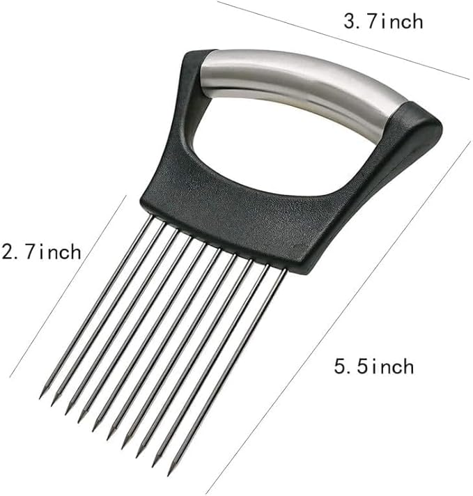 Onion Holder for Slicing, Stainless Steel Onion Slice Holder Lemon Slicer Cutter for Slicing, Multi-Use Vegetable Chopper for Onions Tomatoes Avocados Potato Meat Lemon, Food Slicing Assistant (2pcs)