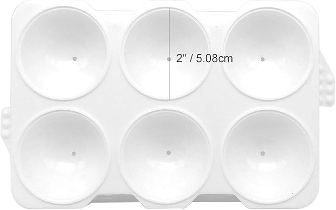 Ice Tray, large 6 x 2 inch ball spheres shapes Giant spherical bar, whiskey, cocktails, scotch, sphere cubes Best BPA free round cube balls molds trays (6 Cube)