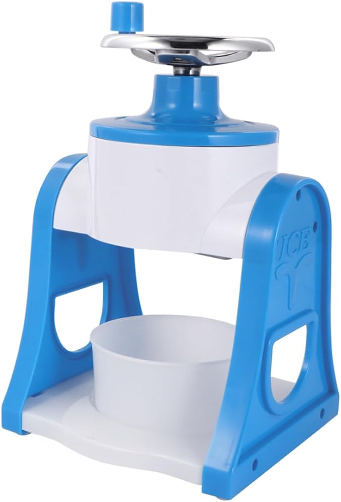 Tofficu Manual Ice Shaver Crusher for Home Use Portable Mini Ice Crushing Machine Easy Operation with Detachable Design for Summer Treats Blue