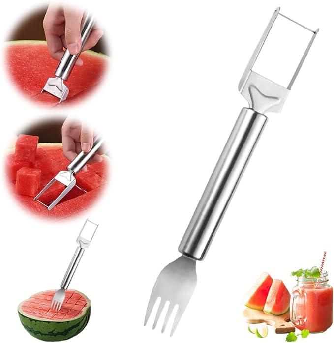 2-in-1 Stainless Steel Fruit Cutter Watermelon Cutter,2026 Watermelon Slicer Watermelon Cutters Melon Cutter Tool, Watermelon Cutting tool Stainless Steel for Kitchen (1pc)