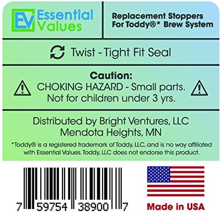 Essential Values Replacement Stoppers/Plugs - 6 Pack - Compatible with Toddy Cold Brew Coffee Maker and Filters - Also Compatible with Filtron Cold Brew Systems