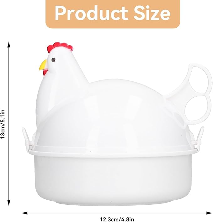 Microwave Egg Cooker 4 Eggs, Microwave Egg Boiler Cooker Portable Microwave Egg Boiler Machine Chicken Shaped Steamer Poacher for Poached Eggs, Rapid Breakfast Tool, 4.8x3.7in