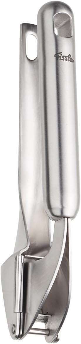 Fissler Essential Garlic Press, 18/10 Stainless Steel Garlic Mincer & Crusher, Kitchen Cooking Utensil, Ergonomic Handle, Easy to Clean, Dishwasher Safe