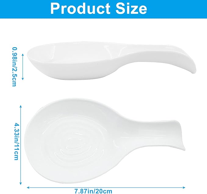 White Plastic Spoon Rest Set, Serving Spoon holder for Stove Top, Kitchen Utensil Rack for Tongs, Spatulas(4Pcs)