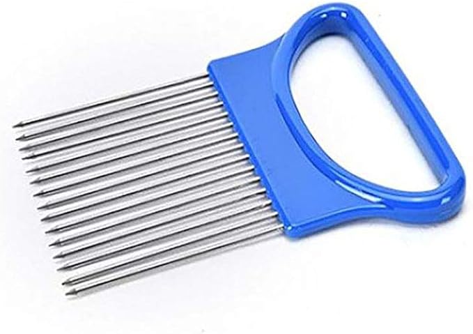 2Pcs Onion Holder Slicer, Stainless Steel Tomato Lemon Potato Vegetable Holder Slicer Cutter Tool for Kitchen Worker Slicing