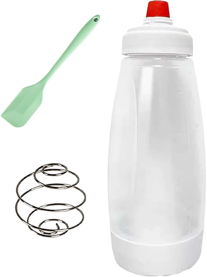 Pancake Batter Dispenser,Pancake Batter Dispenser Bottle with Whisk Ball and Stand Base, Batter Mixer and Dispenser for Pancakes, Crepes, Waffle,Kitchen Baking Tool One Pack