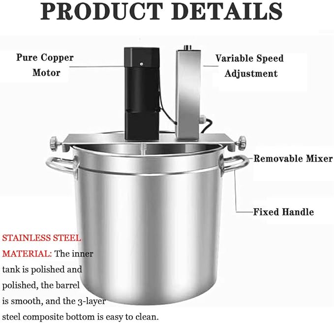 Making Jam Mixer Equipment, Electric Automatic Pot Stirrer, Stainless Steel, High Torque Motor, Adjustable Speed for Jam, Sauce, Filling & Commercial Use 140L