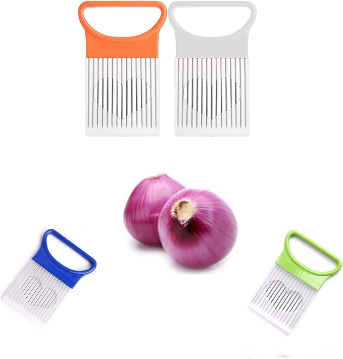 Onion Slicer, 4PCS Stainless Steel Prongs Kitchen Slicer, Onion Holder for Slicing, Kitchen Cutting Tool Slicer for Kitchen