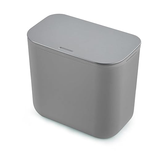 1.8 Gallon/7L Hanging Trash Can with Stainless Steel Lid, Mountable Compost Bin for Kitchen Cabinet Door, Under Sink Food Waste Container for RV, Bathroom, Office