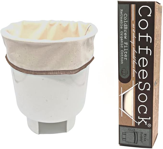 CoffeeSock 'The Original' Reusable Organic Cotton ColdBrew Filter - Made to fit 48 oz. Toddy® container (1 Filter) | Coffee Sock Cloth Coffee Filter | Zero-Waste & Eco-Friendly - TODD