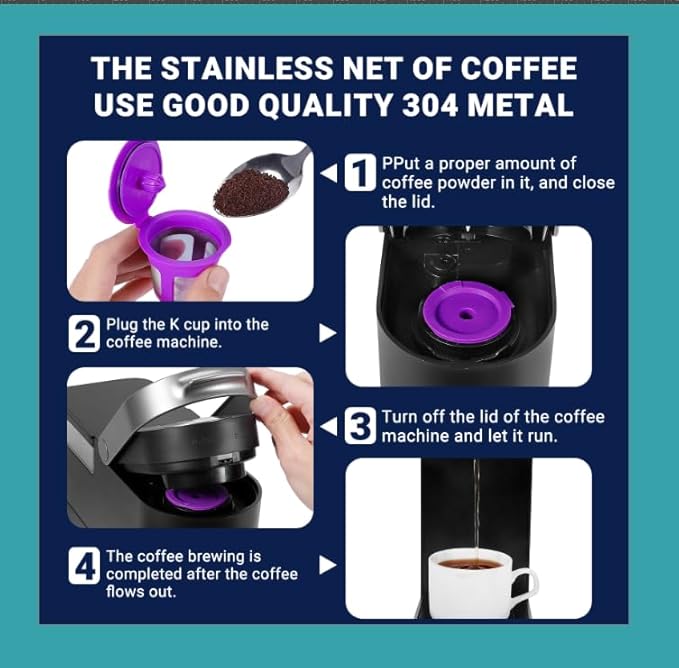 [SANYEDOU] Reusable Coffee Filters Reusable K Cup Filters Cups K Cups For Keurig 1.0+2.0 Mini K cup Refillable Pods BPA Free-(6 PACK)