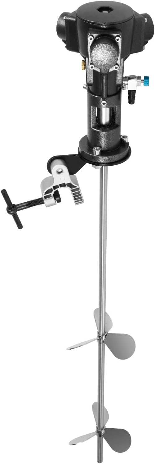 Eapmic Pneumatic Agitator 50 Gallon Pneumatic Paint Mixer, 1/2HP Air Powered Barrel Mixer Clamp Mounted Stainless Steel Paint Stirring Machine Automatic Tank Agitator Mixer for Paint Coating Ink